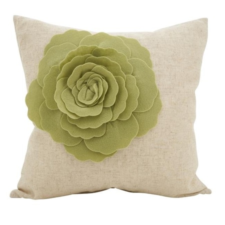 SARO 2097.LM18S Rose Flower Statement Poly Filled Throw Pillow - Lime